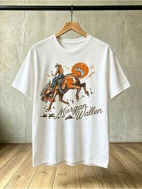 Terih Morgan Wallen Cowboy Rare Retro Shlort Sleeve T Shirt Classic Style Unisex